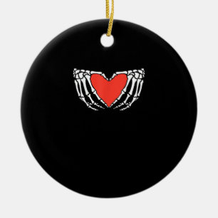 Skeleton Hands Forming Heart - Creepy Gothic Hallo Keramik Ornament
