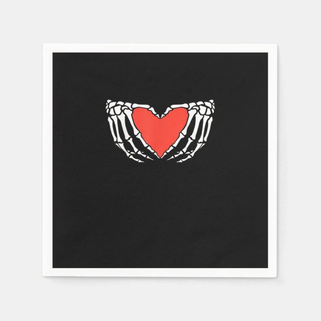 Skeleton Hands Forming Heart - Creepy Gothic Hallo Serviette (Vorderseite)