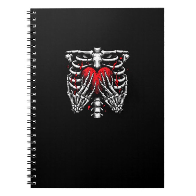Skeleton Hands halten Herz Halloween Kostümspass Notizblock (Vorderseite)
