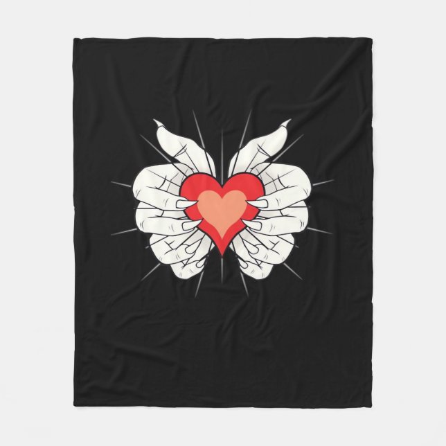 Skeleton Hands Heart Classic Fleecedecke (Vorderseite)