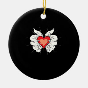 Skeleton Hands Heart Classic Keramik Ornament