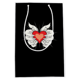 Skeleton Hands Heart Classic Mittlere Geschenktüte
