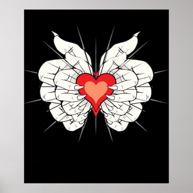 Skeleton Hands Heart Classic Poster (Vorne)
