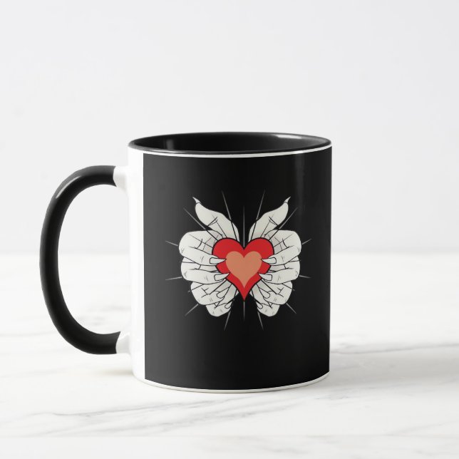 Skeleton Hands Heart Classic Tasse (Links)
