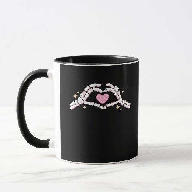 Skeleton Hands Heart Funny Tasse (Links)