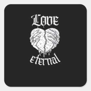 Skeleton Hands Heart Gothic Classic Quadratischer Aufkleber