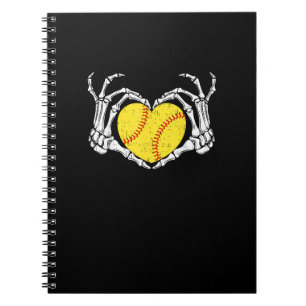 Skeleton Hands Heart Halloween Costume Softball Wo Notizblock