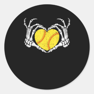 Skeleton Hands Heart Halloween Costume Softball Wo Runder Aufkleber