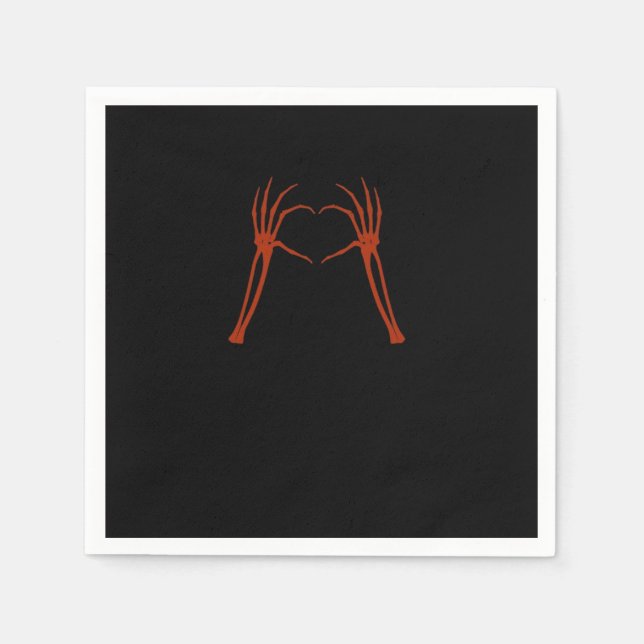 Skeleton Hands Heart Sign Costume Funny Halloween Serviette (Vorderseite)