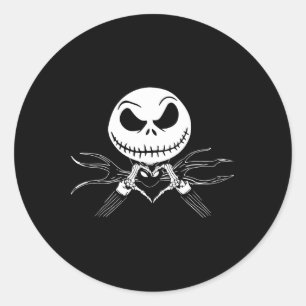 Skeleton Hands Heart Sign Funny Skull Halloween Co Runder Aufkleber