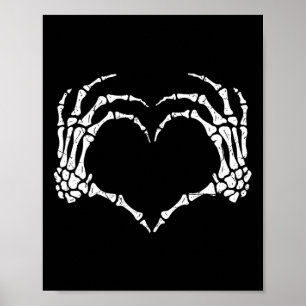Skeleton Hands Heart Sign Halloween Kostüme Männer Poster