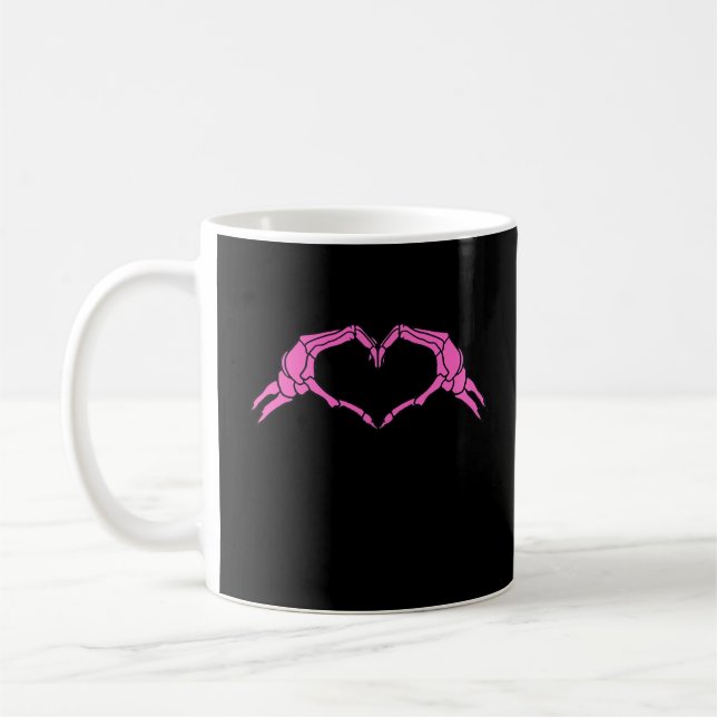 Skeleton Hands Heart Sign Retro Halloween Kaffeetasse (Links)
