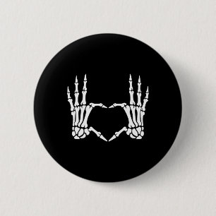 Skeleton Hands Heart Sign Retro Halloween Kostüm Button