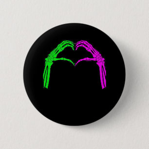 Skeleton Hands Heart Sign Retro Halloween Kostüm Button