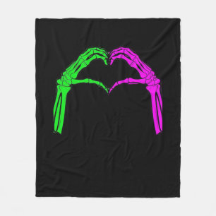 Skeleton Hands Heart Sign Retro Halloween Kostüm Fleecedecke