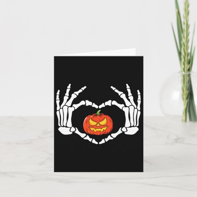 Skeleton Hands Heart Sign Retro Halloween Kostüm Karte (Vorderseite)