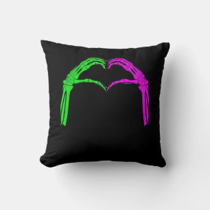 Skeleton Hands Heart Sign Retro Halloween Kostüm Kissen