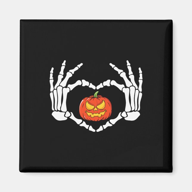 Skeleton Hands Heart Sign Retro Halloween Kostüm Magnet (Vorne)