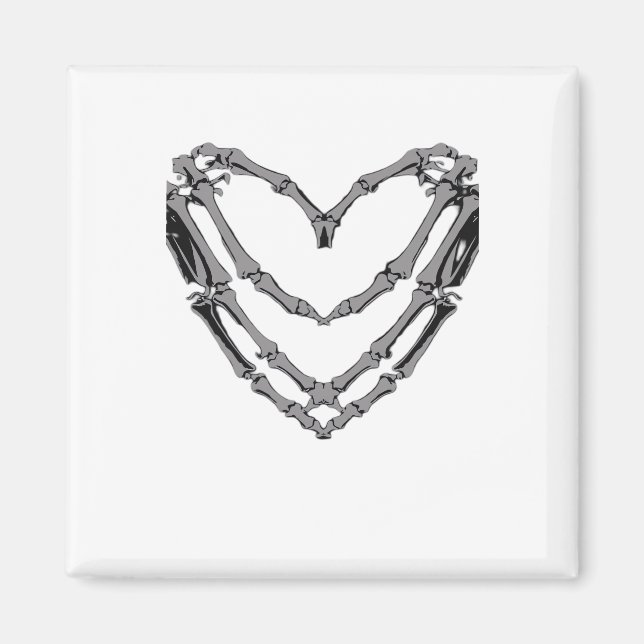 Skeleton Hands Heart Sign Retro Halloween Kostüm Magnet (Vorne)