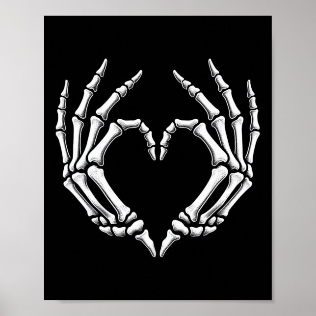 Skeleton Hands Heart Sign Retro Halloween Kostüm Poster (Vorne)