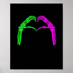 Skeleton Hands Heart Sign Retro Halloween Kostüm Poster