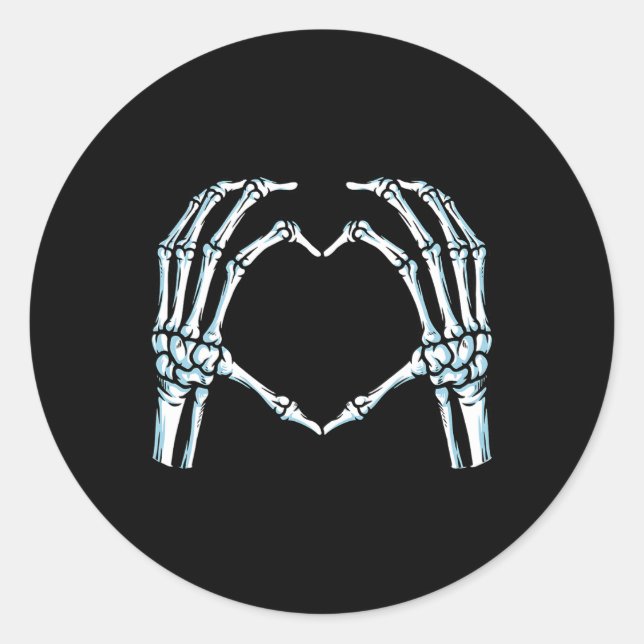 Skeleton Hands Heart Sign Retro Halloween Kostüm Runder Aufkleber (Vorderseite)