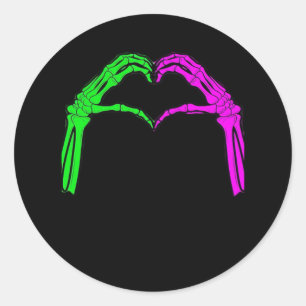 Skeleton Hands Heart Sign Retro Halloween Kostüm Runder Aufkleber