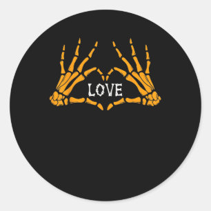 Skeleton Hands Heart Sign Retro Halloween Kostüm Runder Aufkleber