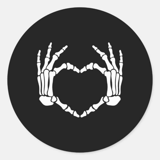 Skeleton Hands Heart Sign Retro Halloween Kostüm Runder Aufkleber (Vorderseite)