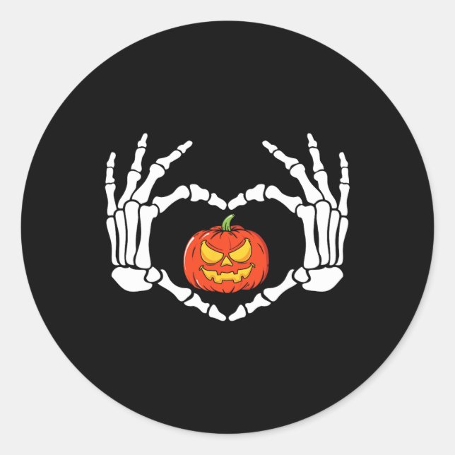 Skeleton Hands Heart Sign Retro Halloween Kostüm Runder Aufkleber (Vorderseite)