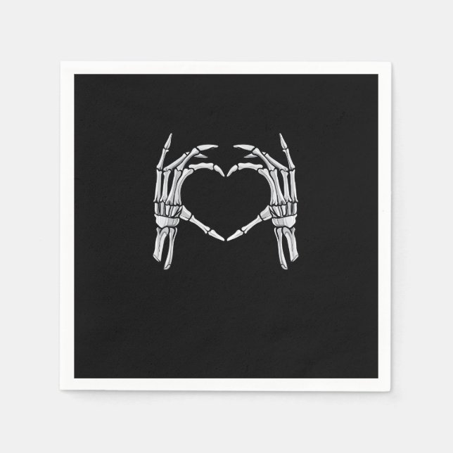 Skeleton Hands Heart Sign Retro Halloween Kostüm Serviette (Vorderseite)