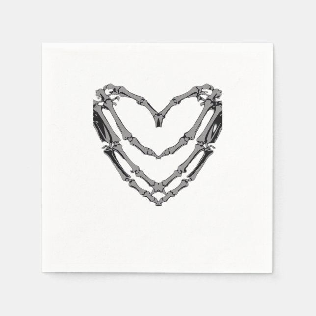Skeleton Hands Heart Sign Retro Halloween Kostüm Serviette (Vorderseite)