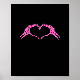 Skeleton Hands Heart Sign Retro Halloween Poster