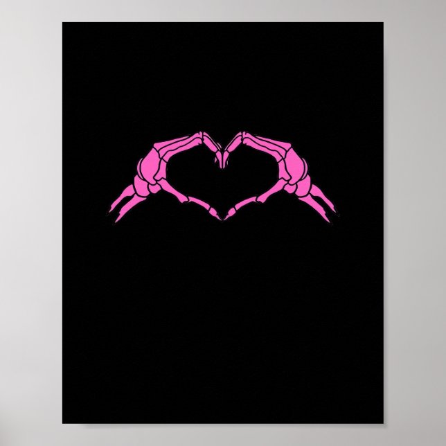 Skeleton Hands Heart Sign Retro Halloween Poster (Vorne)