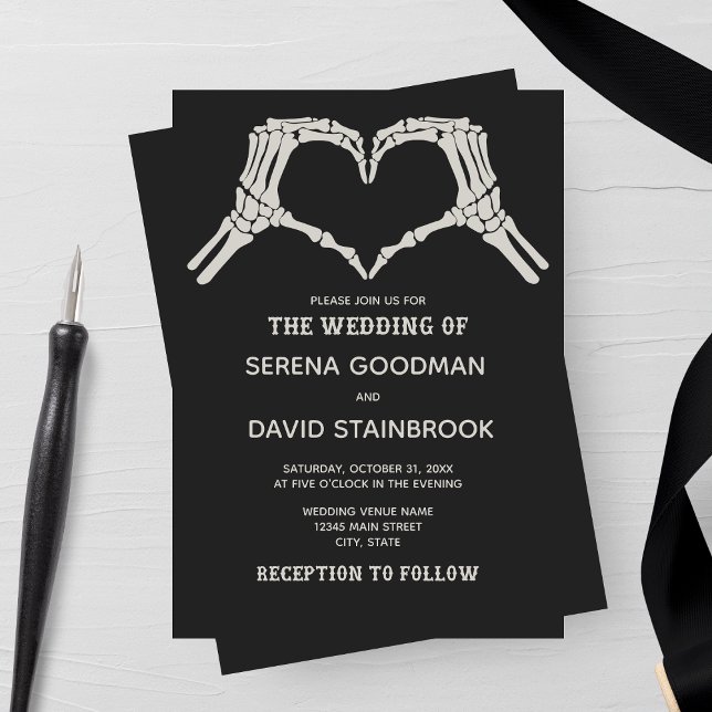 Skeleton Hands Heart Wedding Einladung (Von Creator hochgeladen)