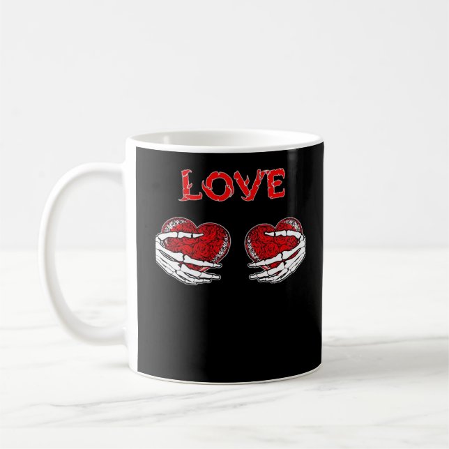 Skeleton Hands Herz Funny Design Kaffeetasse (Links)
