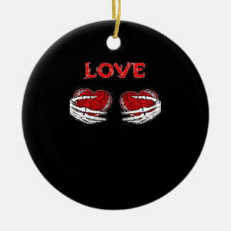Skeleton Hands Herz Funny Design Keramik Ornament