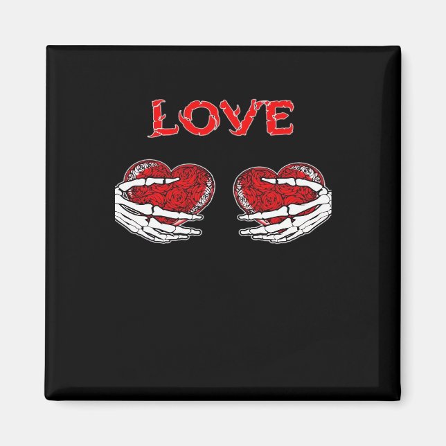Skeleton Hands Herz Funny Design Magnet (Vorne)