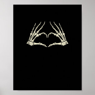 Skeleton Hands Herz Funny Halloween Männer Frauen Poster