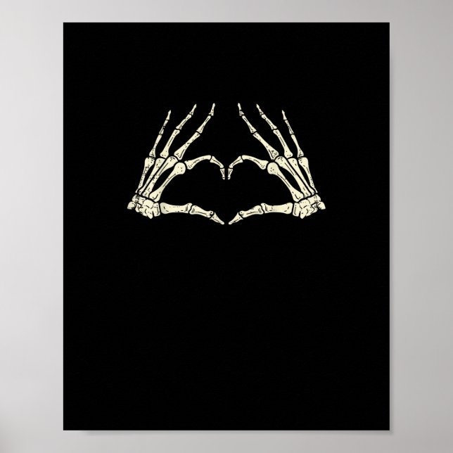 Skeleton Hands Herz Funny Halloween Männer Frauen  Poster (Vorne)