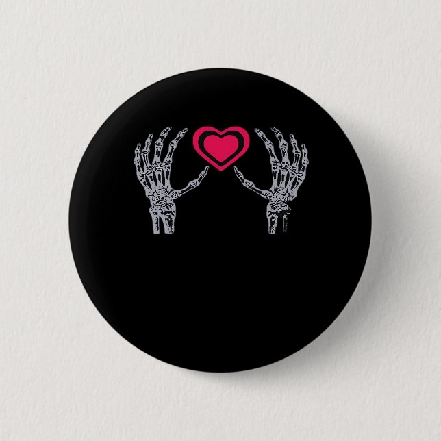 Skeleton Hands Herz Niedlich Button (Vorderseite)