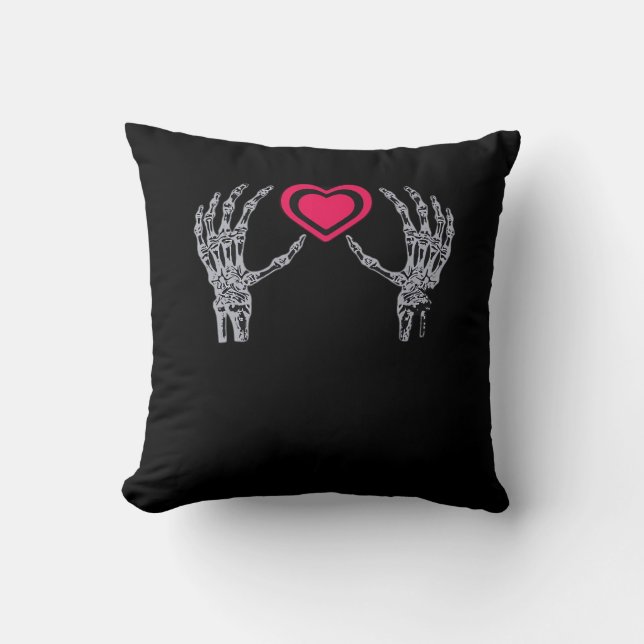 Skeleton Hands Herz Niedlich Kissen (Vorderseite)