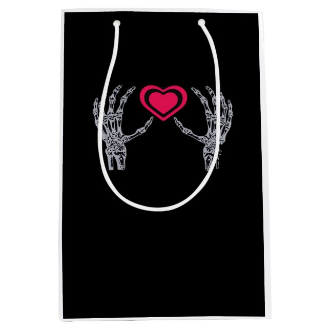 Skeleton Hands Herz Niedlich Mittlere Geschenktüte (Vorderseite)