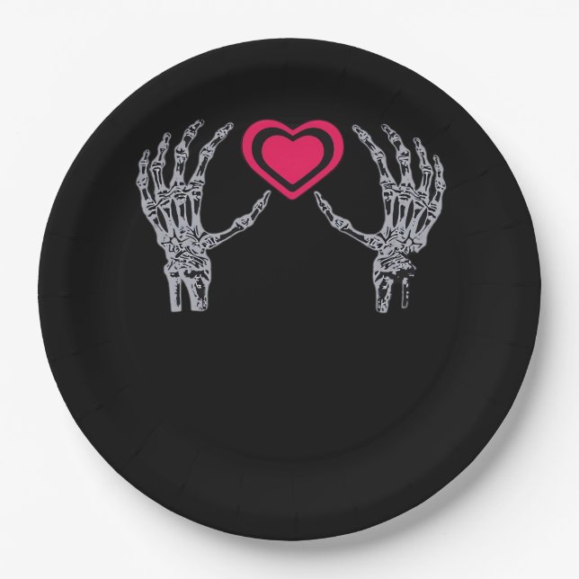 Skeleton Hands Herz Niedlich Pappteller (Vorderseite)