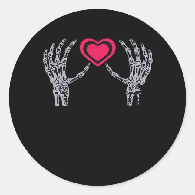 Skeleton Hands Herz Niedlich Runder Aufkleber (Vorderseite)