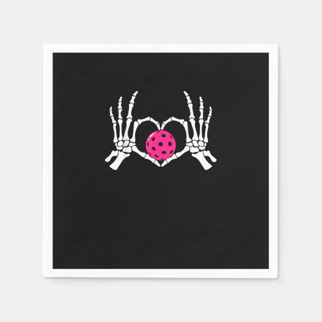 Skeleton Hands Herz Signieren Funny Pickle Valenti Serviette (Vorderseite)