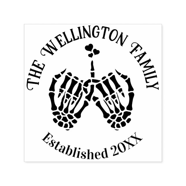 Skeleton Hands Pinky Swear #2 Familienname Datum E Permastempel (Design)