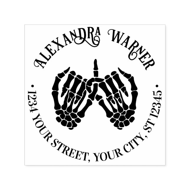 Skeleton Hands Pinky Swear #2 Name Rücksendeadress Permastempel (Design)