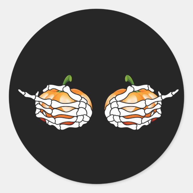 Skeleton Hands Pumpkin Halloween Sticker (Vorderseite)