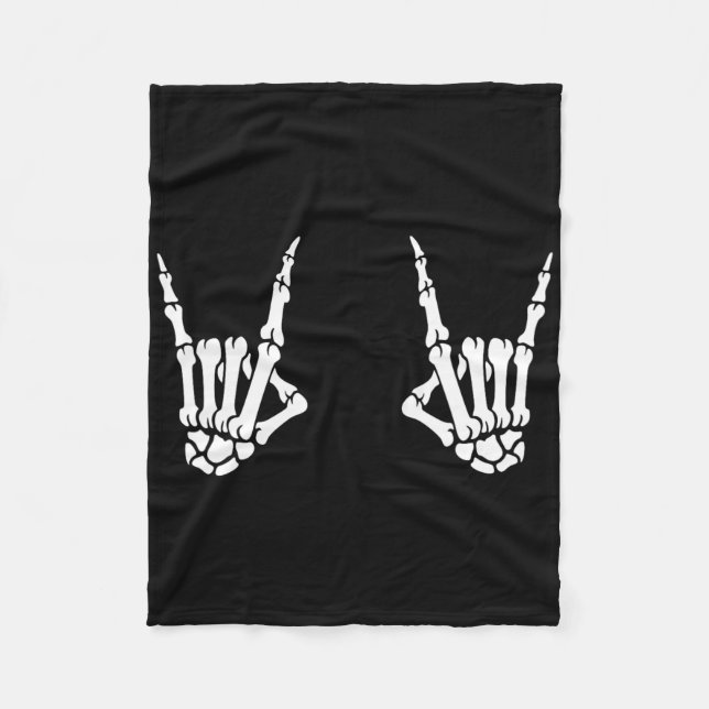 Skeleton Hands Rocker Rock On Rock Star Fleecedecke (Vorderseite)